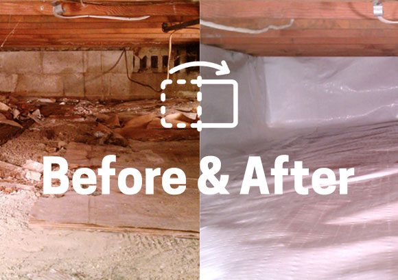 Before & After - a crawl space repair encapsulation