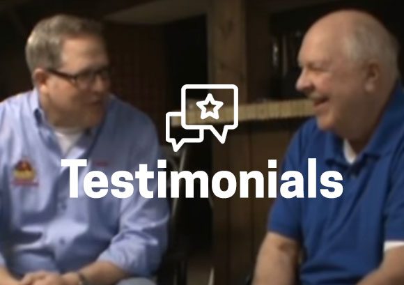 Testimonials - founder and president David Brown talking with a happy customer